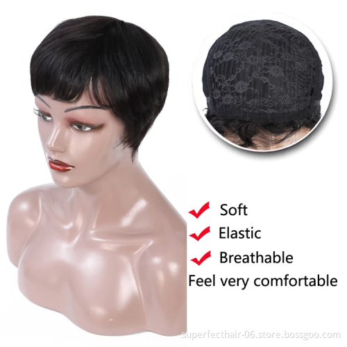 Hot Selling Cheap Brazilian Pixie Cut For Black Women Short Machine Made Wigs Human Hair Cuticle Aligned Hair Fast Shipping